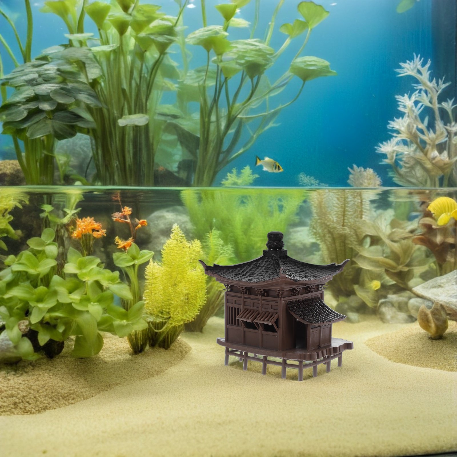 Bonsai Garden Set Up - Micro Asian Pavilion Ornament for Fish