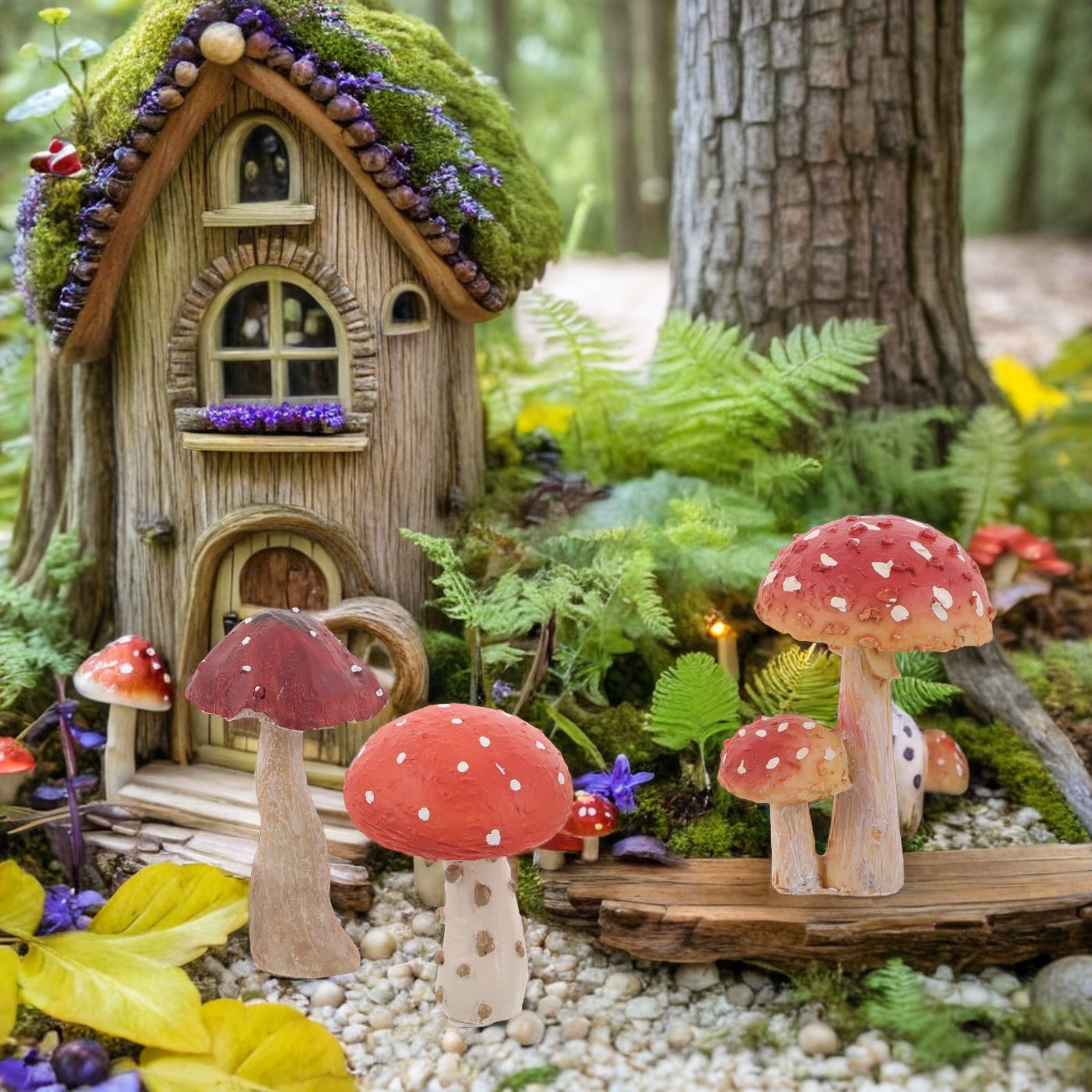 3Pcs Resin Mushroom Garden Sta - огляд і ціна Bonsai Garden Set Up