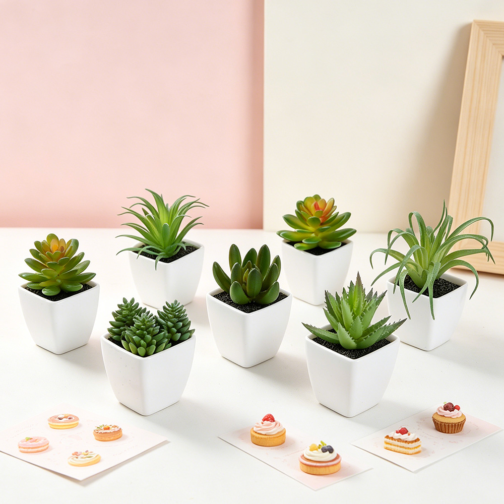 6Pcs White Artificial Succulen - огляд і ціна Bonsai Garden Restaurant